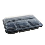 Caserole meniu 4 compartiment, PP, negru + Capac PP, transparent FT288 H45, 283x195 mm,50 buc,4 set/bax - imagine 2