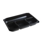 Caserole meniu 4 compartiment, PP, negru + Capac PP, transparent FT288 H45, 283x195 mm,50 buc,4 set/bax