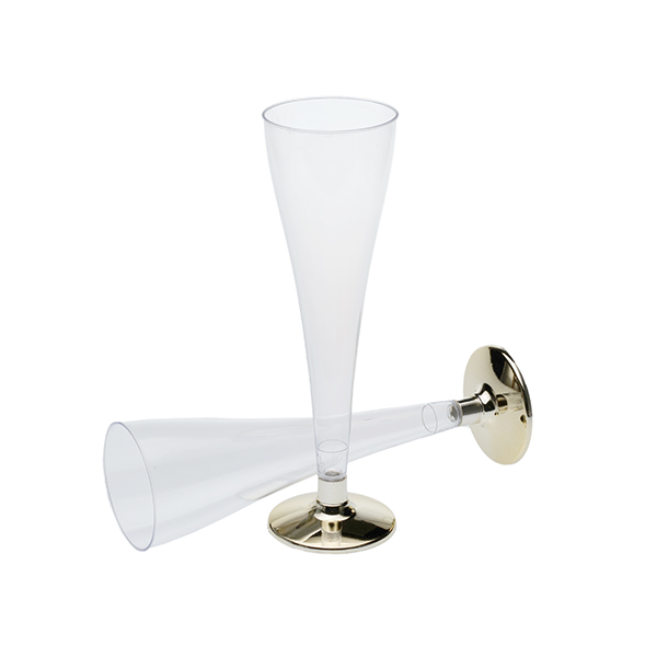 _MG_5602a Pahare cu picior transparent/gold pentru sampanie 120 ml DC.120, PS,transparent, D50 mm, h175 mm,8 buc,35 set/bax - imagine 1